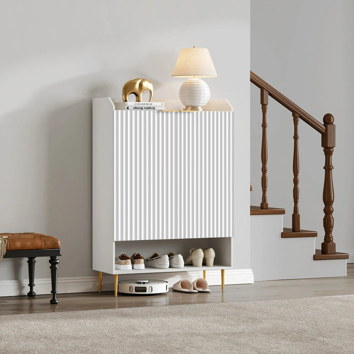 Opus White Shoe Cabinet, Set of 2