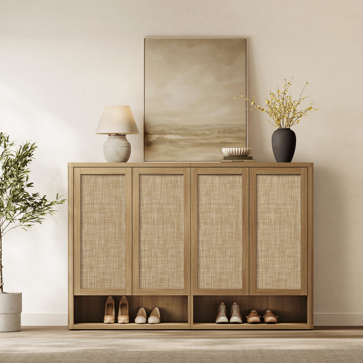 Zura 2-Piece Black Shoe Cabinet, Holds 50 Pairs