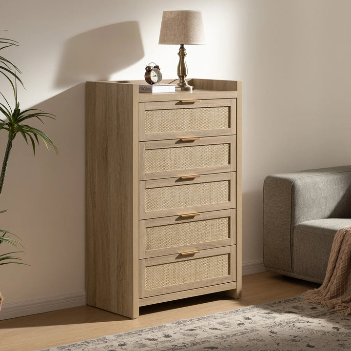 Savanna Rattan Dresser, 5 Drawers