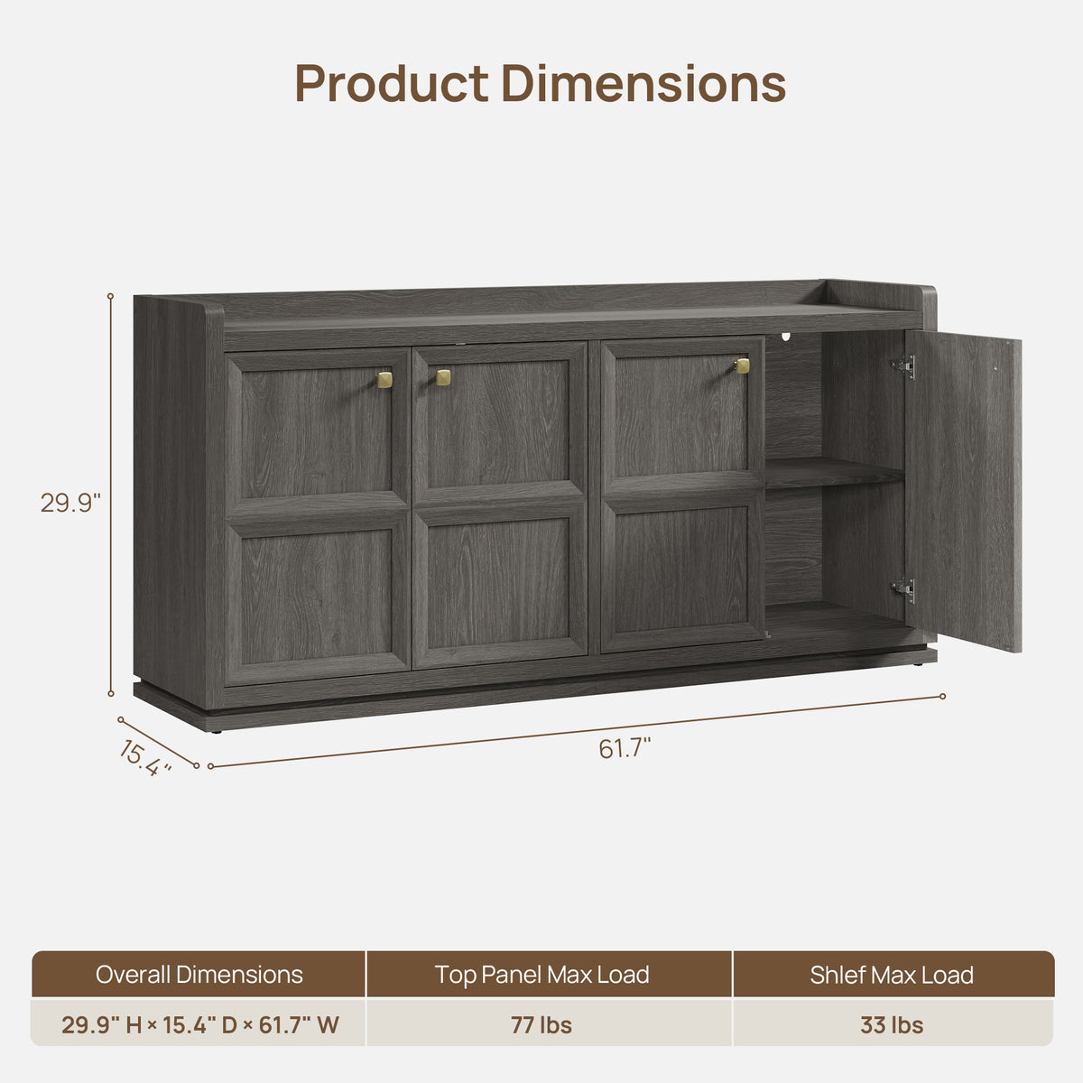 Helio Black Sideboard with 4 Doors