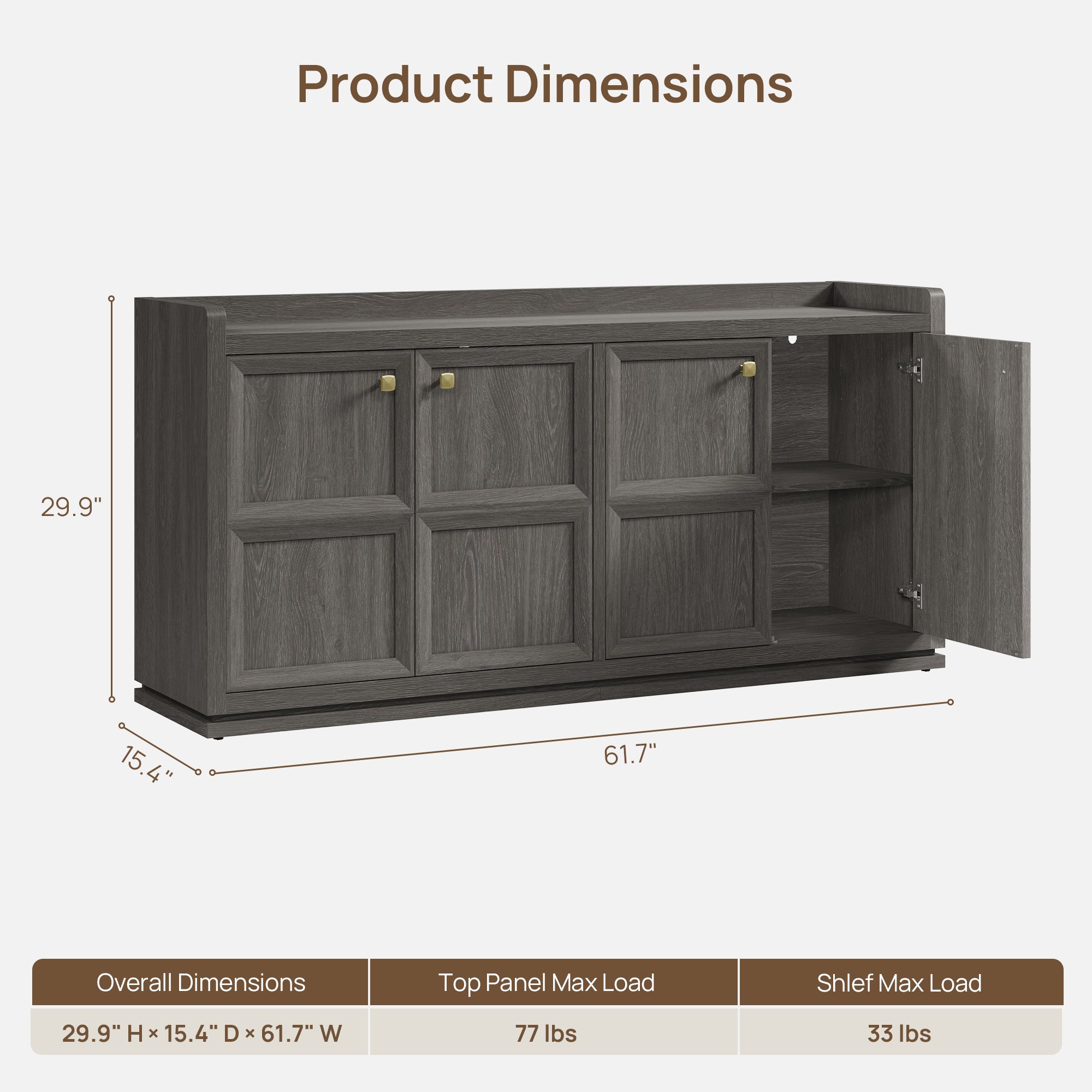 Helio Black Sideboard with 4 Doors