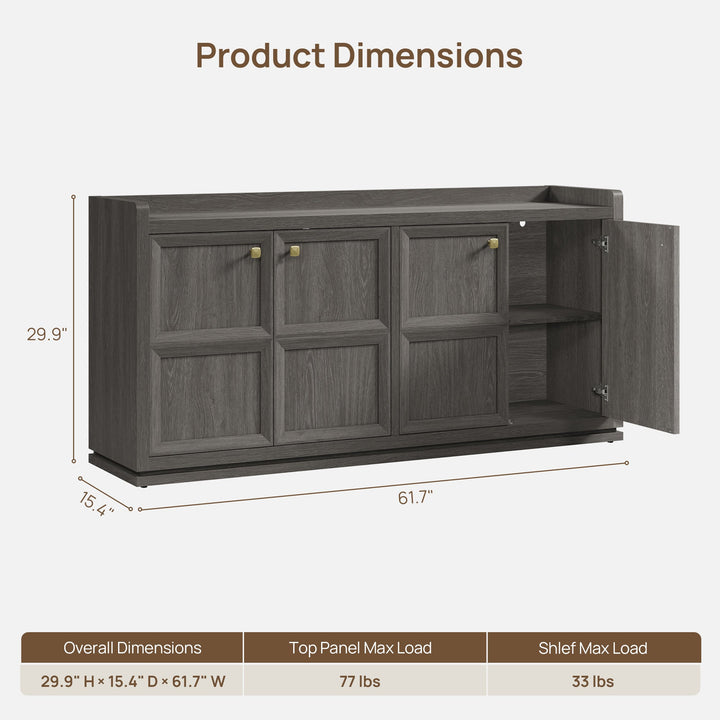 Helio Black Sideboard with 4 Doors, Set of 2