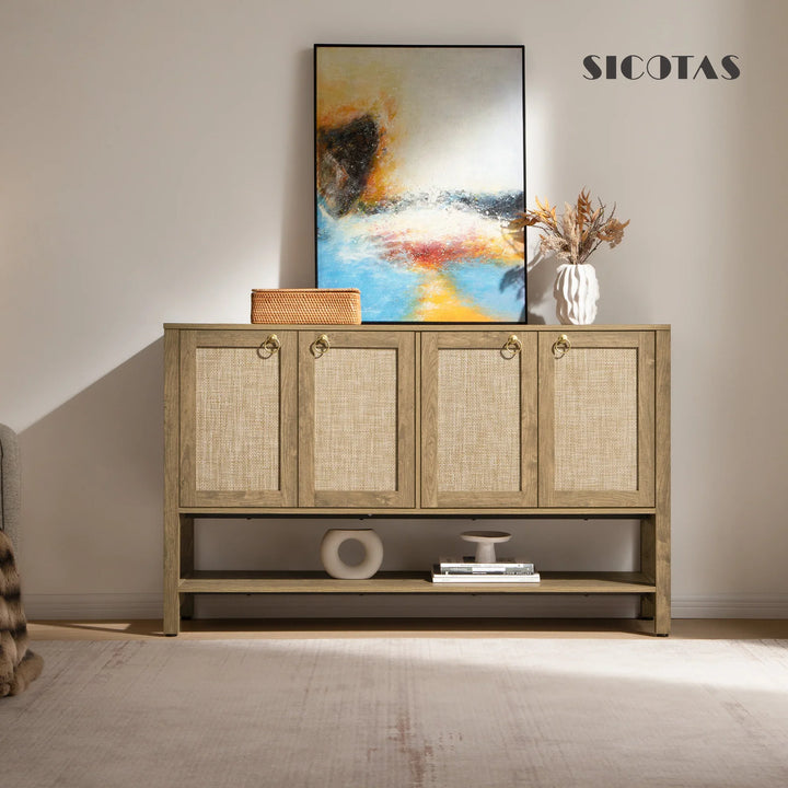 Terra 4 Doors Sideboard and 2 Drawers Nightstands Set for Living Room
