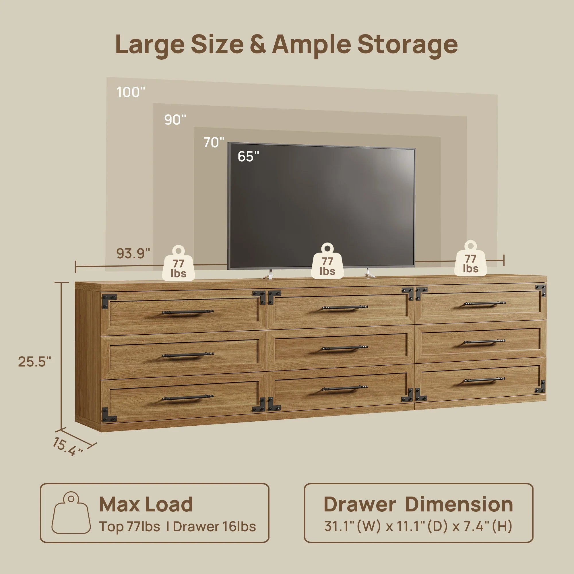 Willow 9 Drawers Dresser for Bedroom