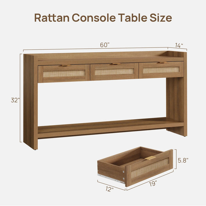 Savanna 60'' Wide Entryway Table with Storage, Boho Design