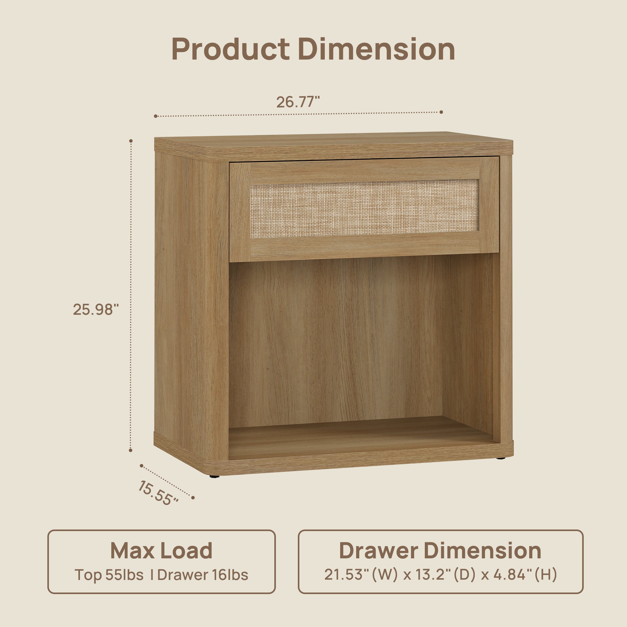 Zura Rattan Nightstand with Drawer