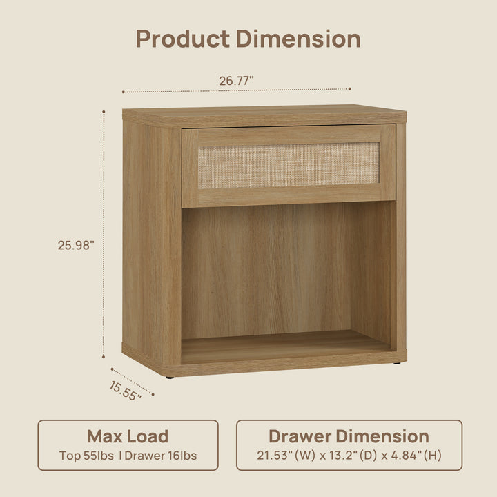 Zura Rattan Nightstand with Drawer