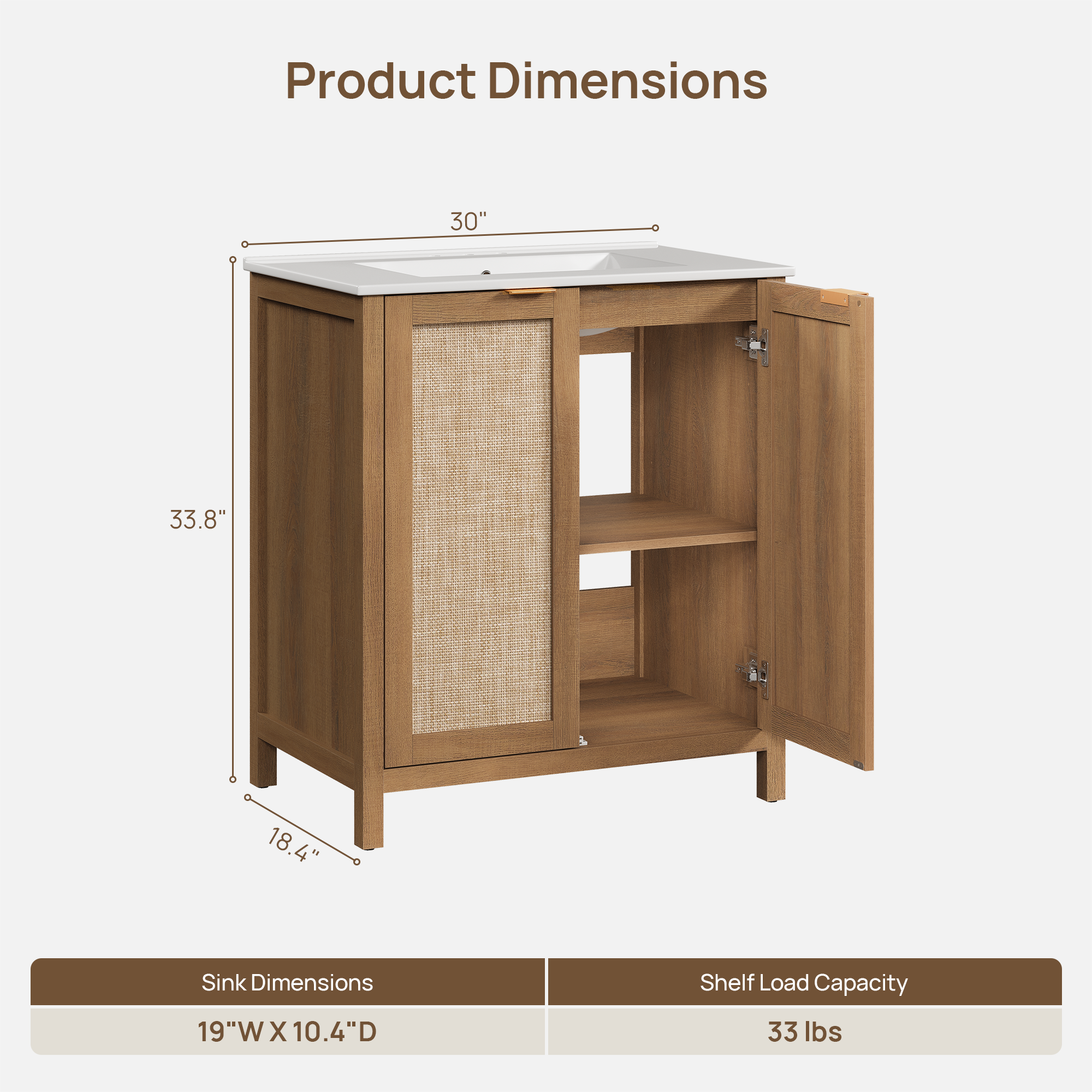 Savanna Vanity Cabinet with Sink and Storage