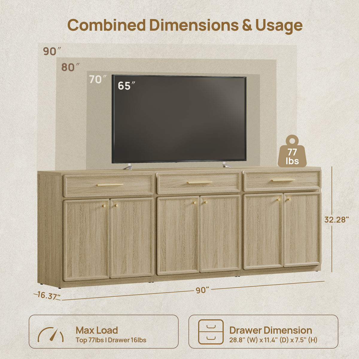 Crescent Sideboard, 2 Doors