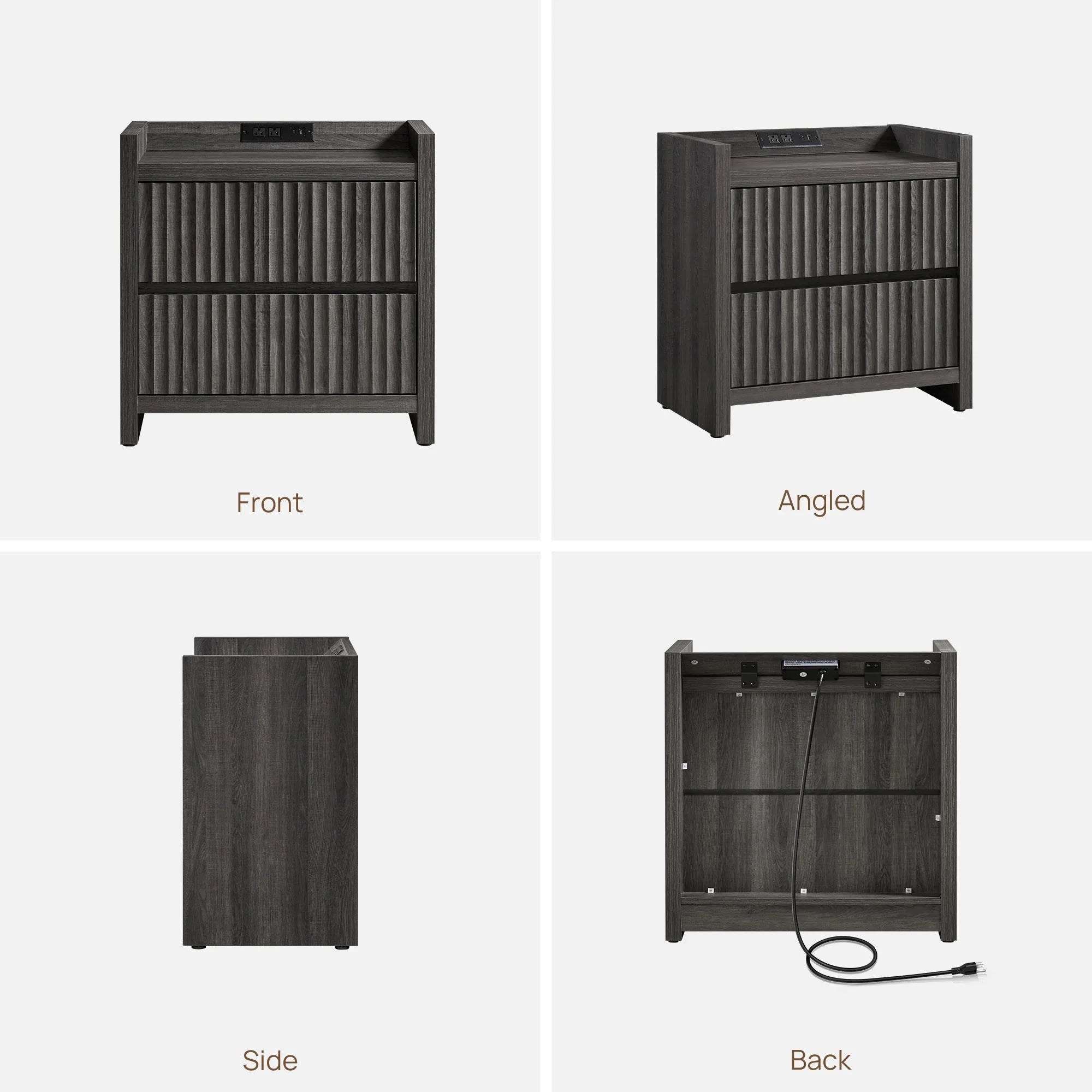 Prelude Night Table with Drawers and Charger