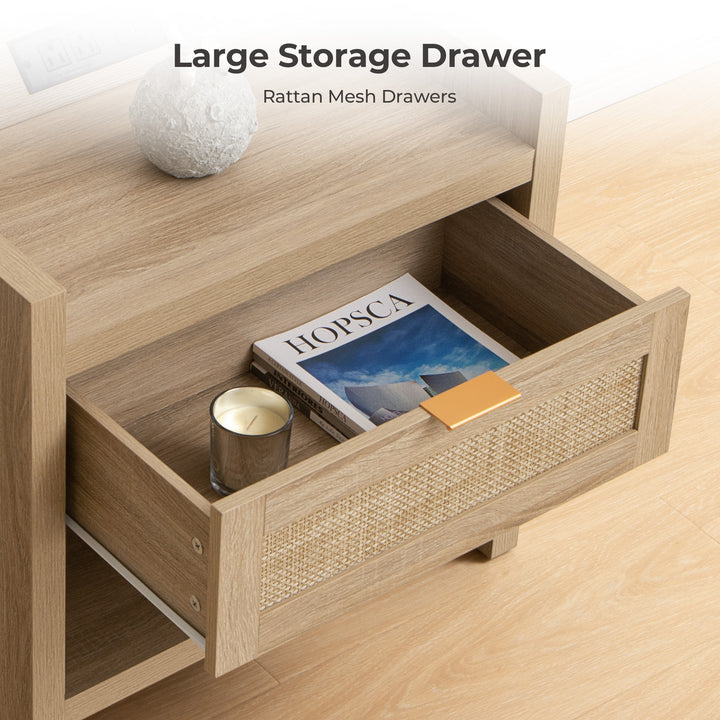 Savanna Nightstand with Charger and 6-Drawers Dresser Set