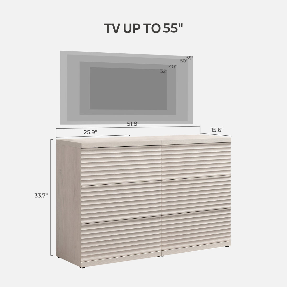 Stria Fluted TV Console, up to 85 Inch TV, Set of 3