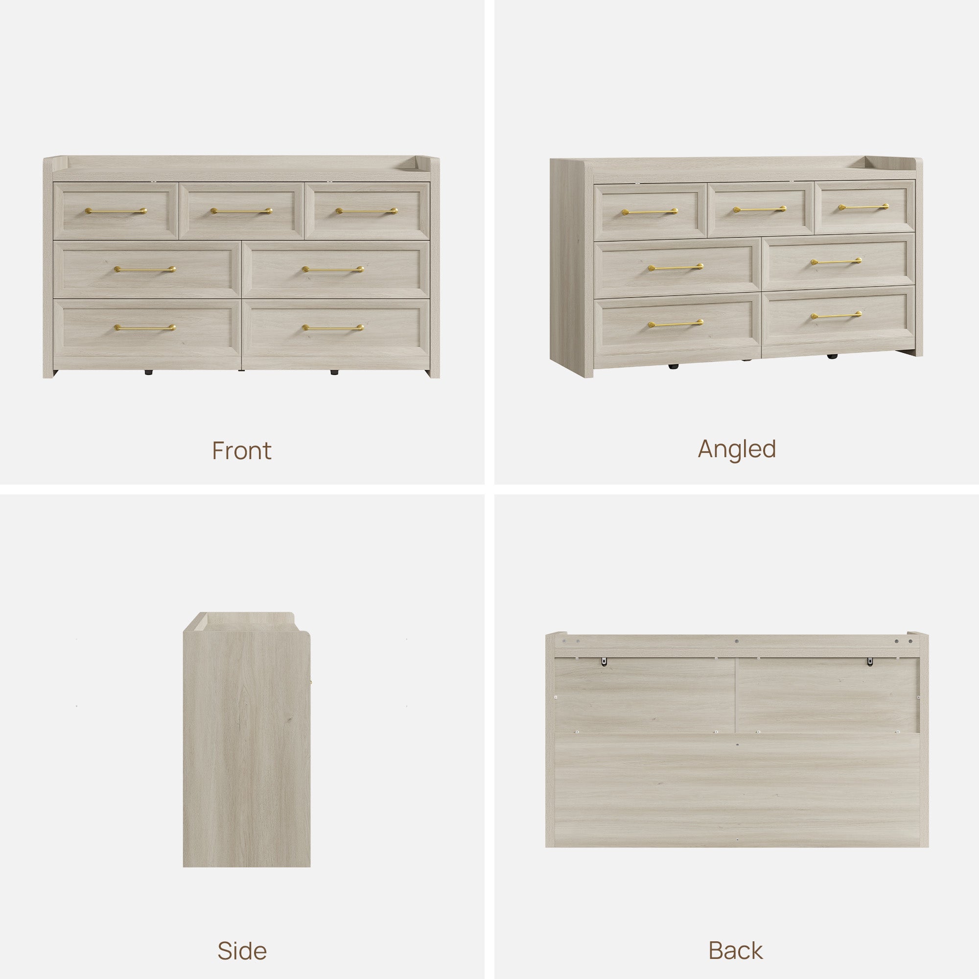 Helio White Dresser with 7 Drawers, Bedroom Storage