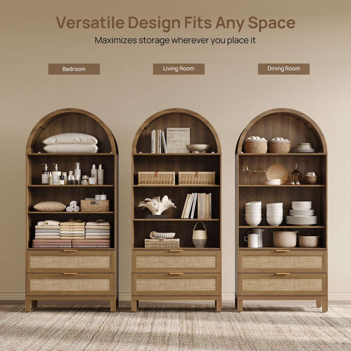 Savanna Arched Pantry Cabinet with Storage, Set of 3