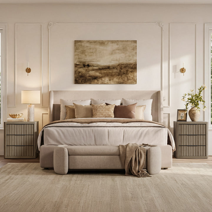 Stria Chest of 9 Drawers and Cas Night Tables Set