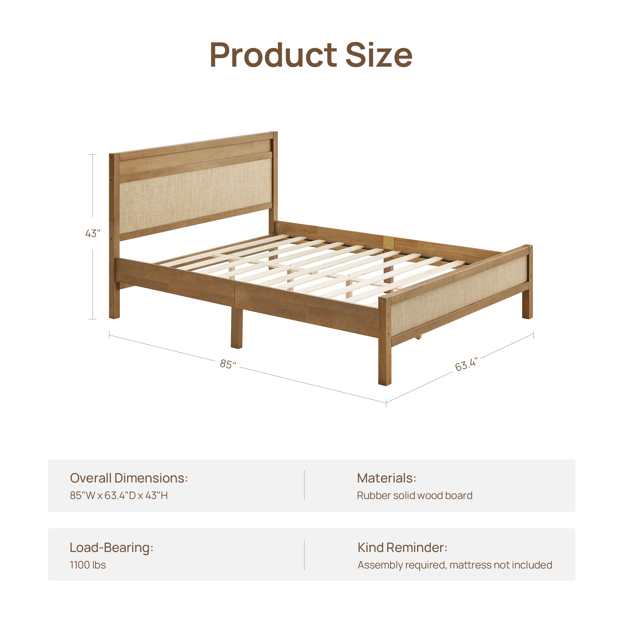 Savanna Queen Bed Frame with Headboard