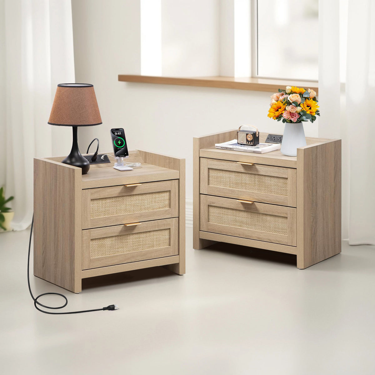 Savanna Rattan Wardrobes Closet,Dresser and Nightstand Set