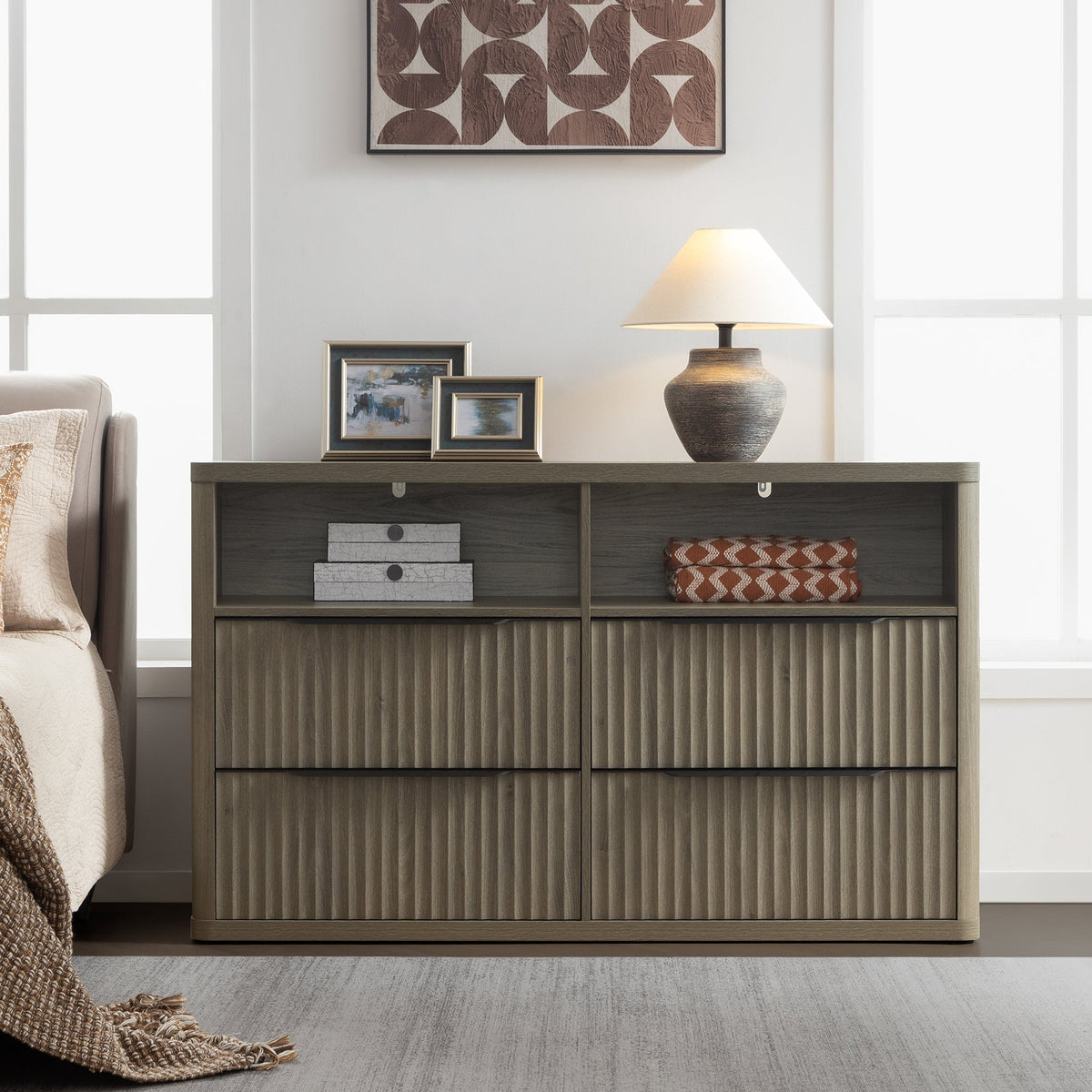 Cas 4 Drawer dresser with Open Shelf, Set of 2