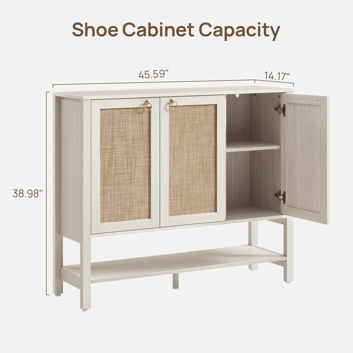 Terran White Shoe Cabinet, 3 Doors