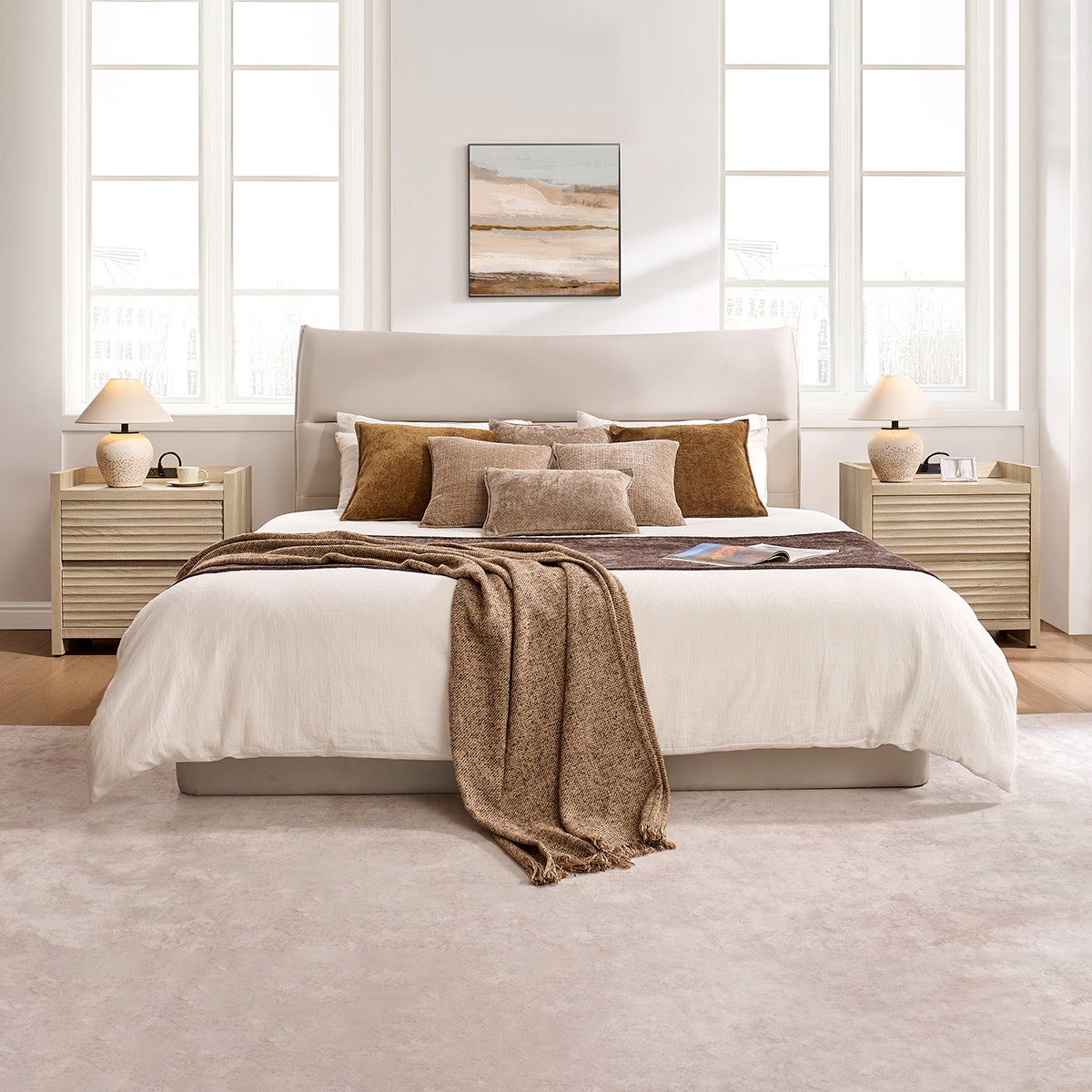 Prelude Bedroom Sets with Horizontal Slat Nightstands
