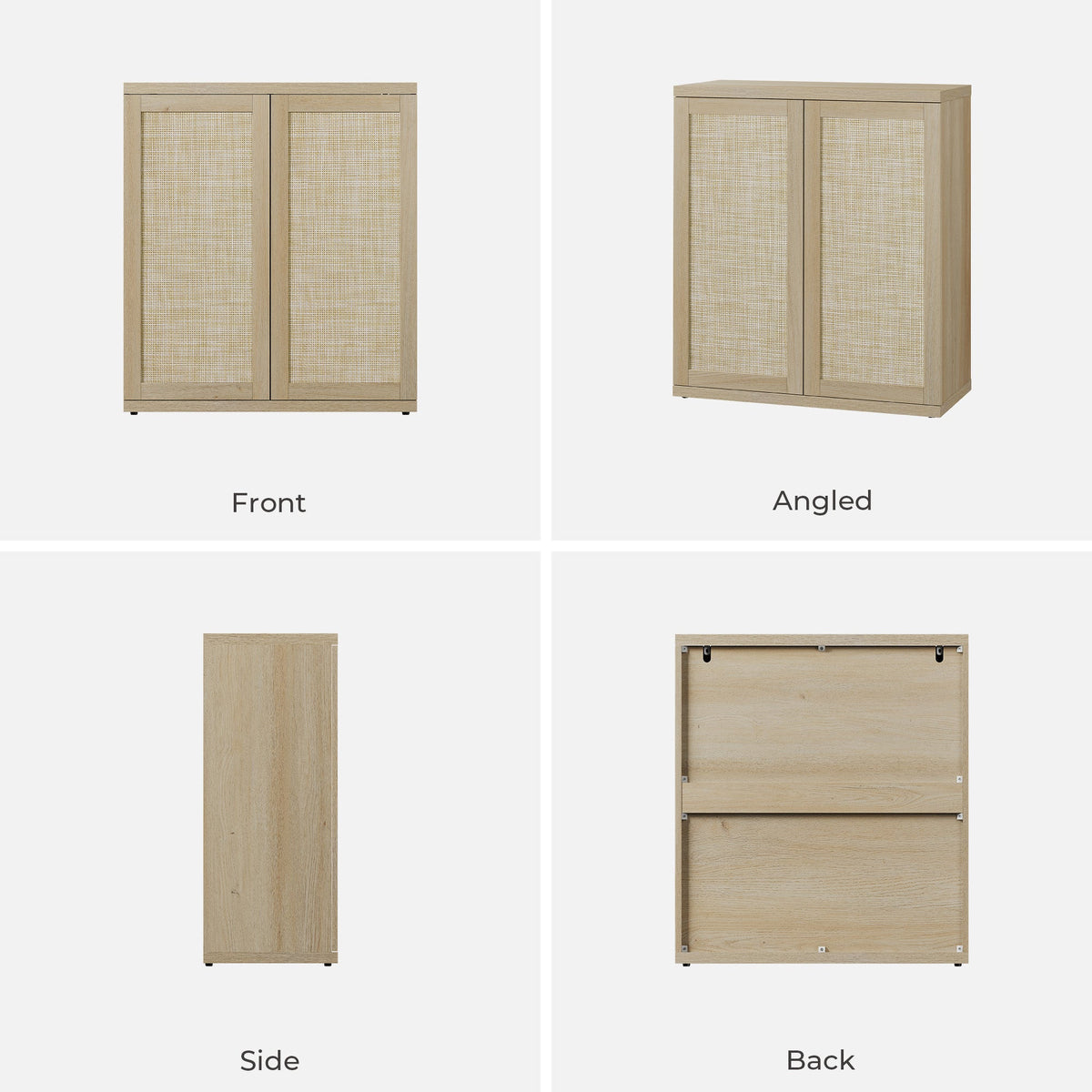 Zura 2-Door Buffet Cabinet, Large Storage - Amber Oak - 3 Pieces