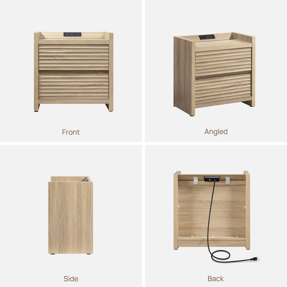 Prelude 2-Drawer Nightstand, Charging Station