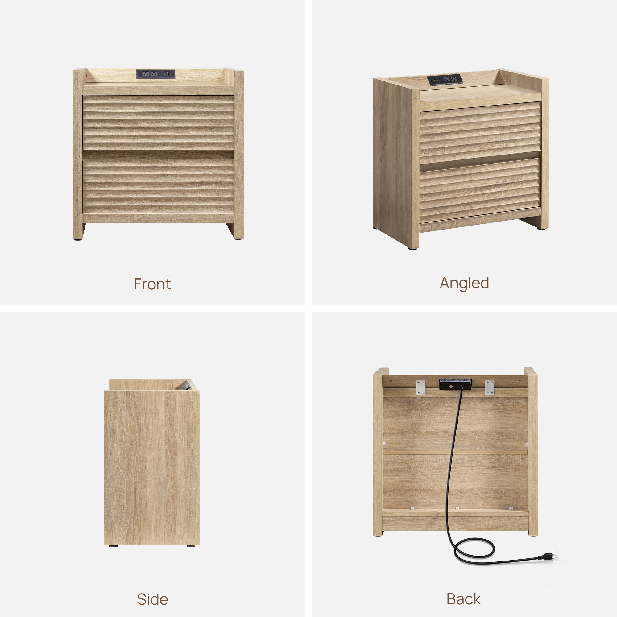 Prelude 2-Drawer Nightstand, Charging Station