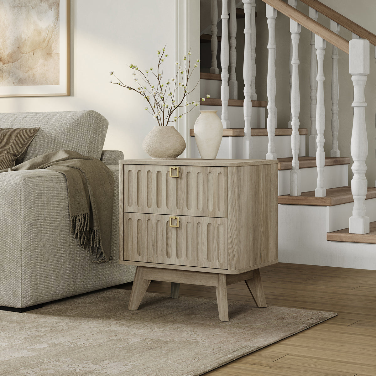 Domus 2-Drawer Nightstand, Modern Design