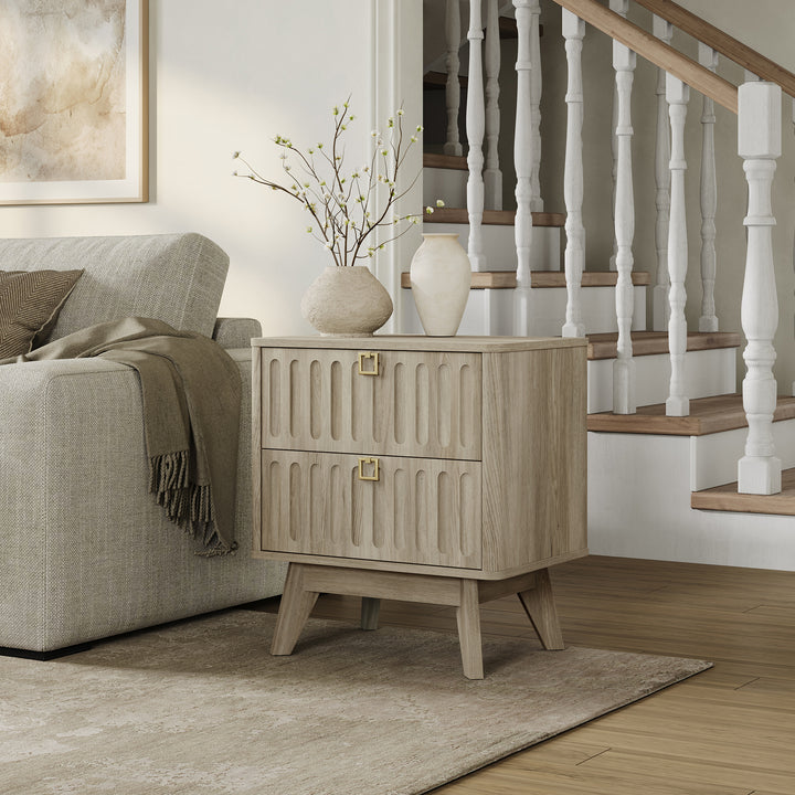 Domus 2-Drawer Nightstand, Modern Design