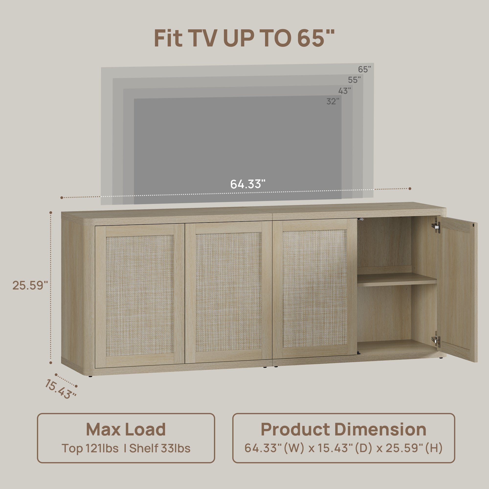 Zura Sectional TV Console, 65 Inches Wide