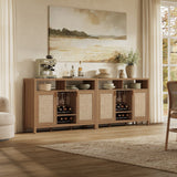 Savanna Bar Cabinet with Glass Holder - 2 Pieces - Reclaimed Caramel Oak