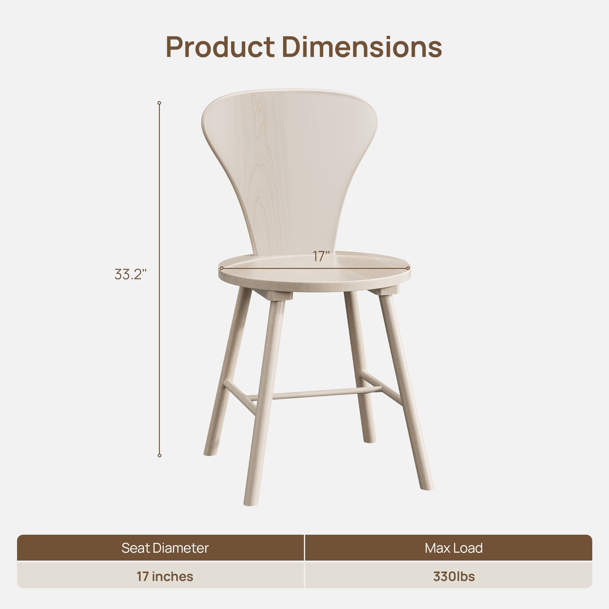 Cas Round Dining Chairs Set of 2, Solid wood