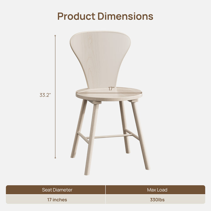 Cas Round Dining Chairs Set of 2, Solid wood
