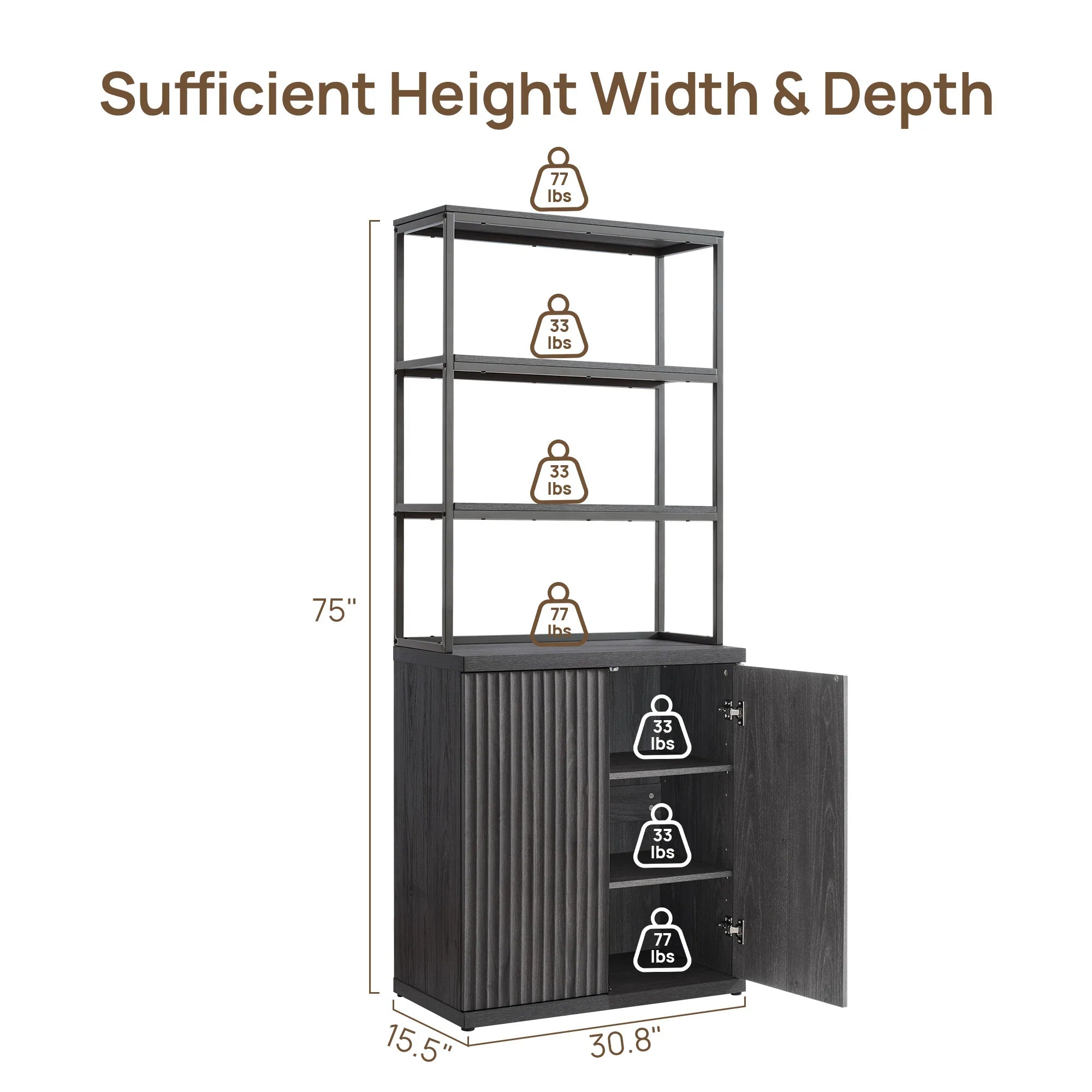 Stria Bookshelf, 2 Doors