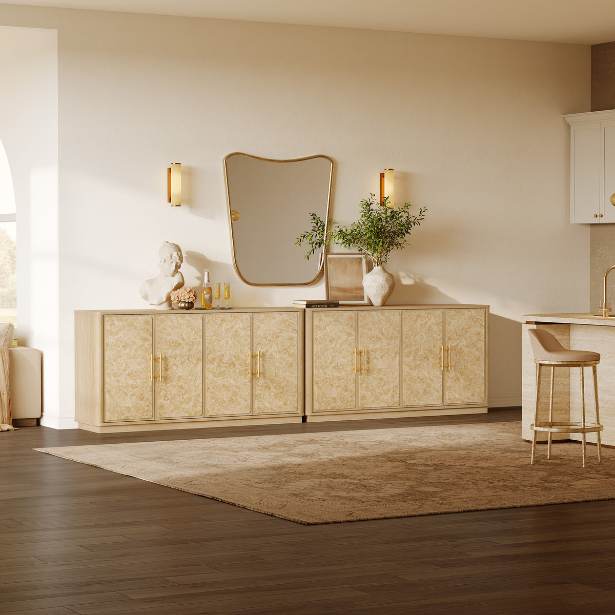 Burluxe Luxury Modern Storage Cabinet, 59-Inch Wide