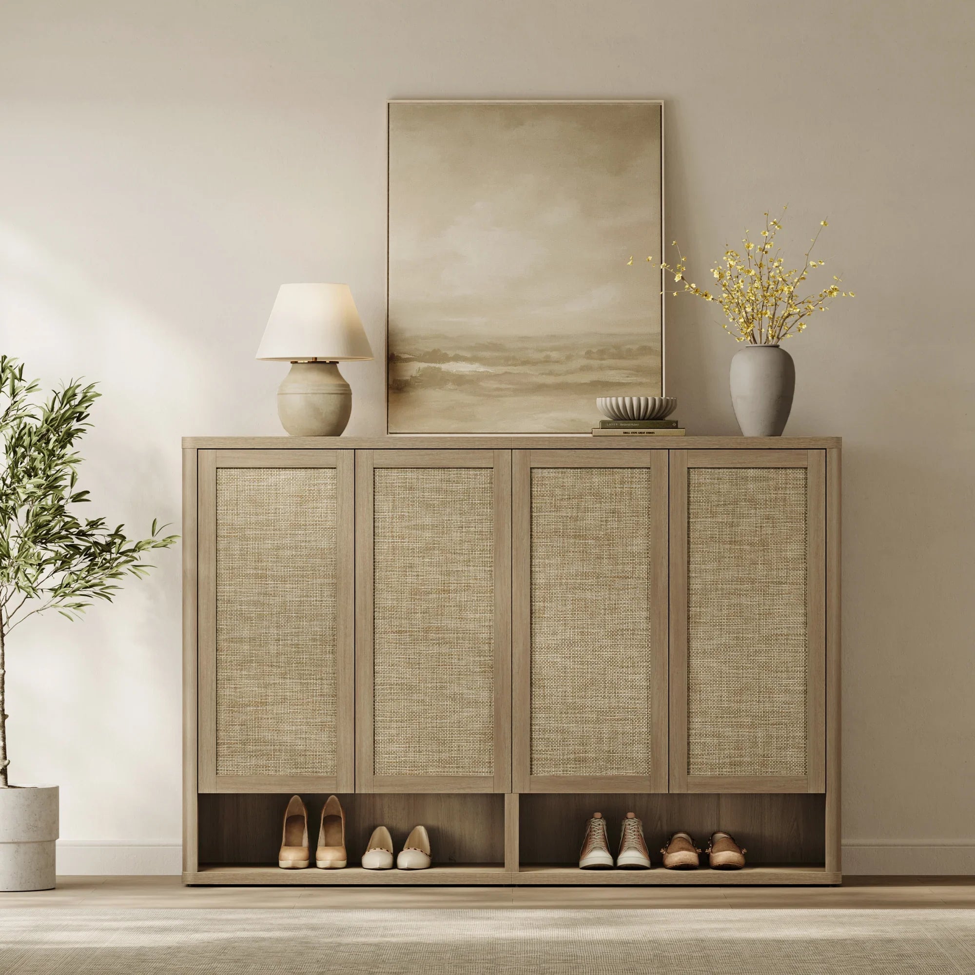 Zura 2-Piece Black Shoe Cabinet