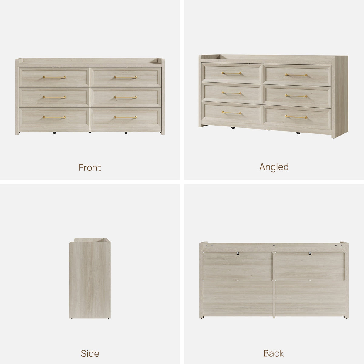 Helio White 6 Drawers Dresser - 1 Piece - Midnight Black