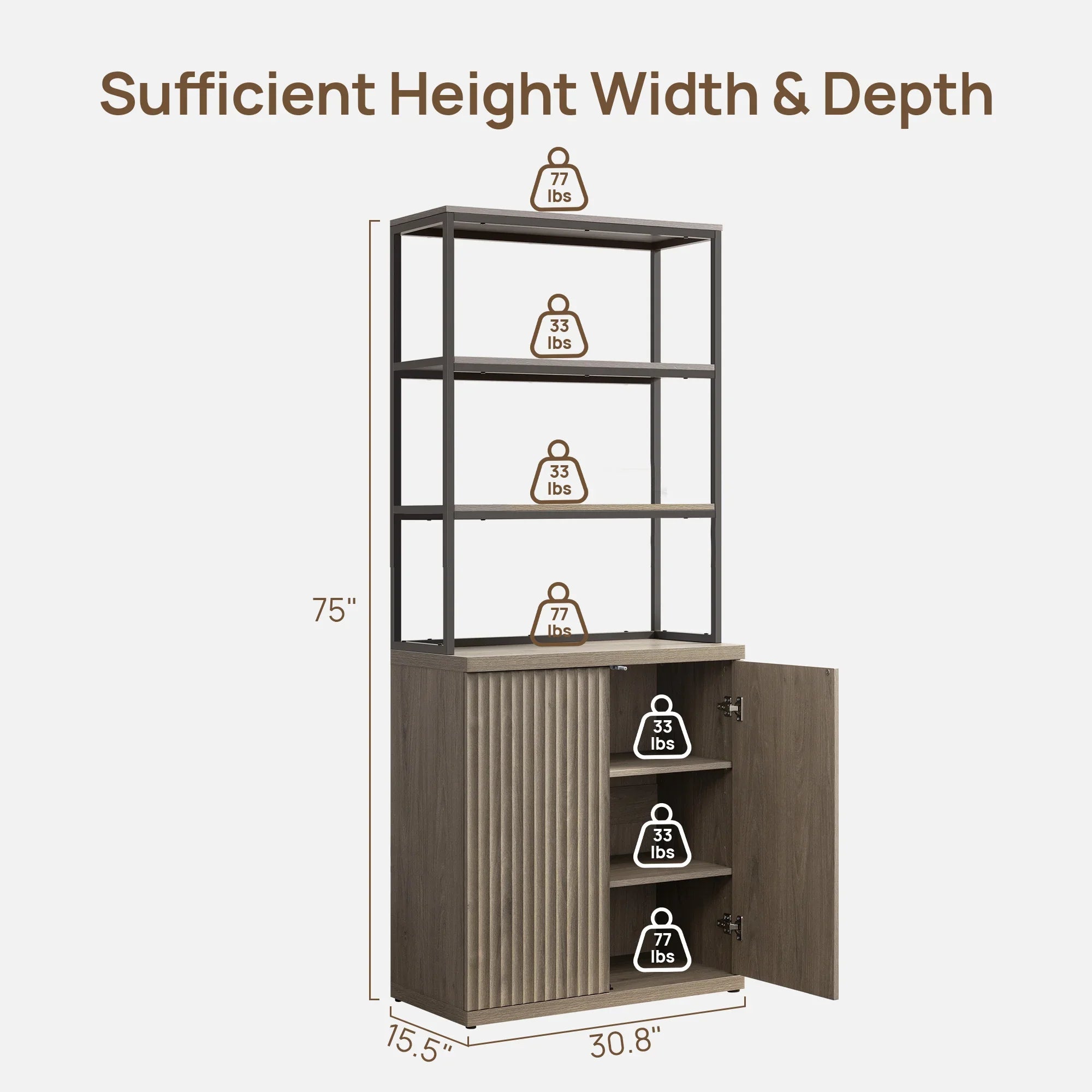 Stria Bookshelf with Storage