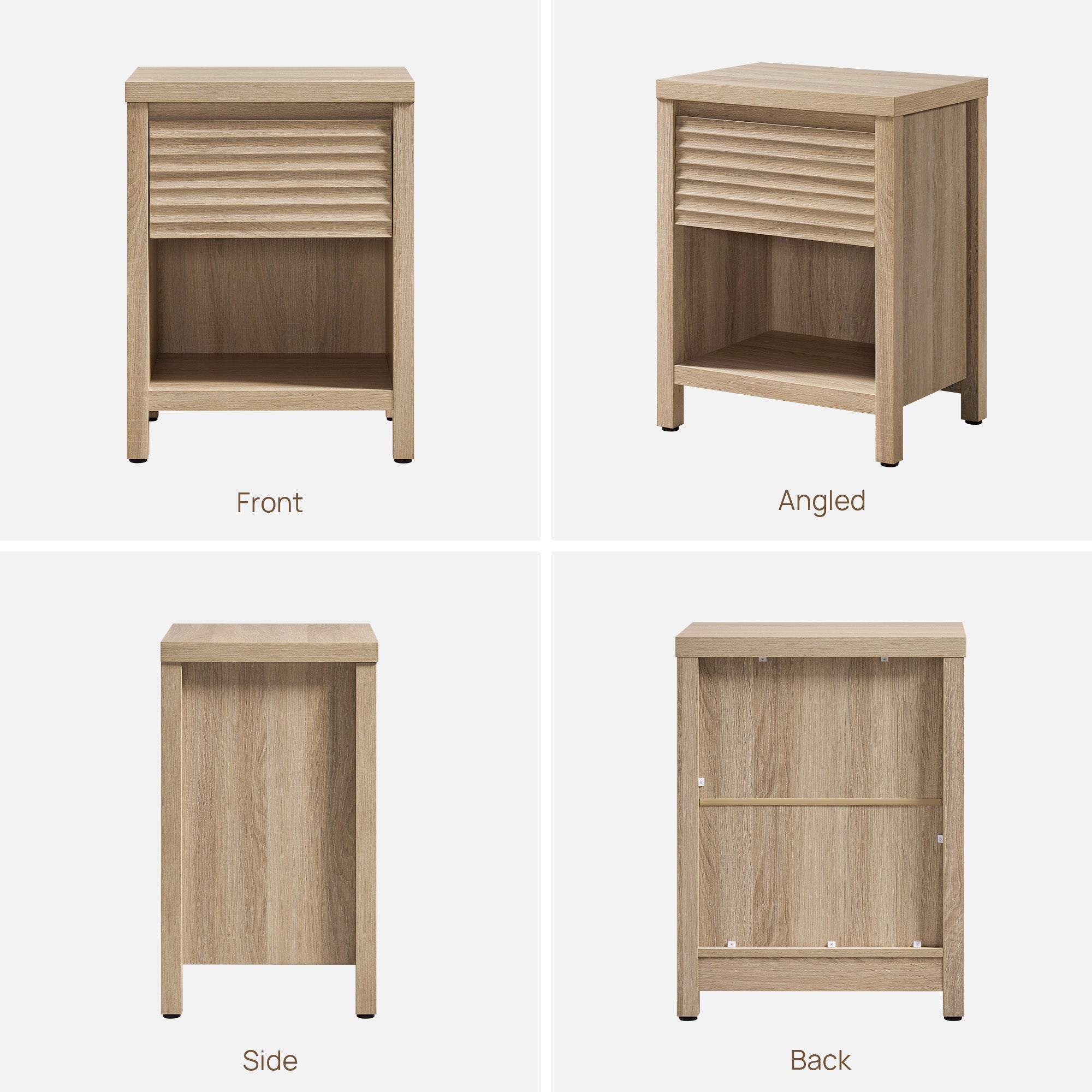 Prelude Wave-Pattern Nightstand with Drawer