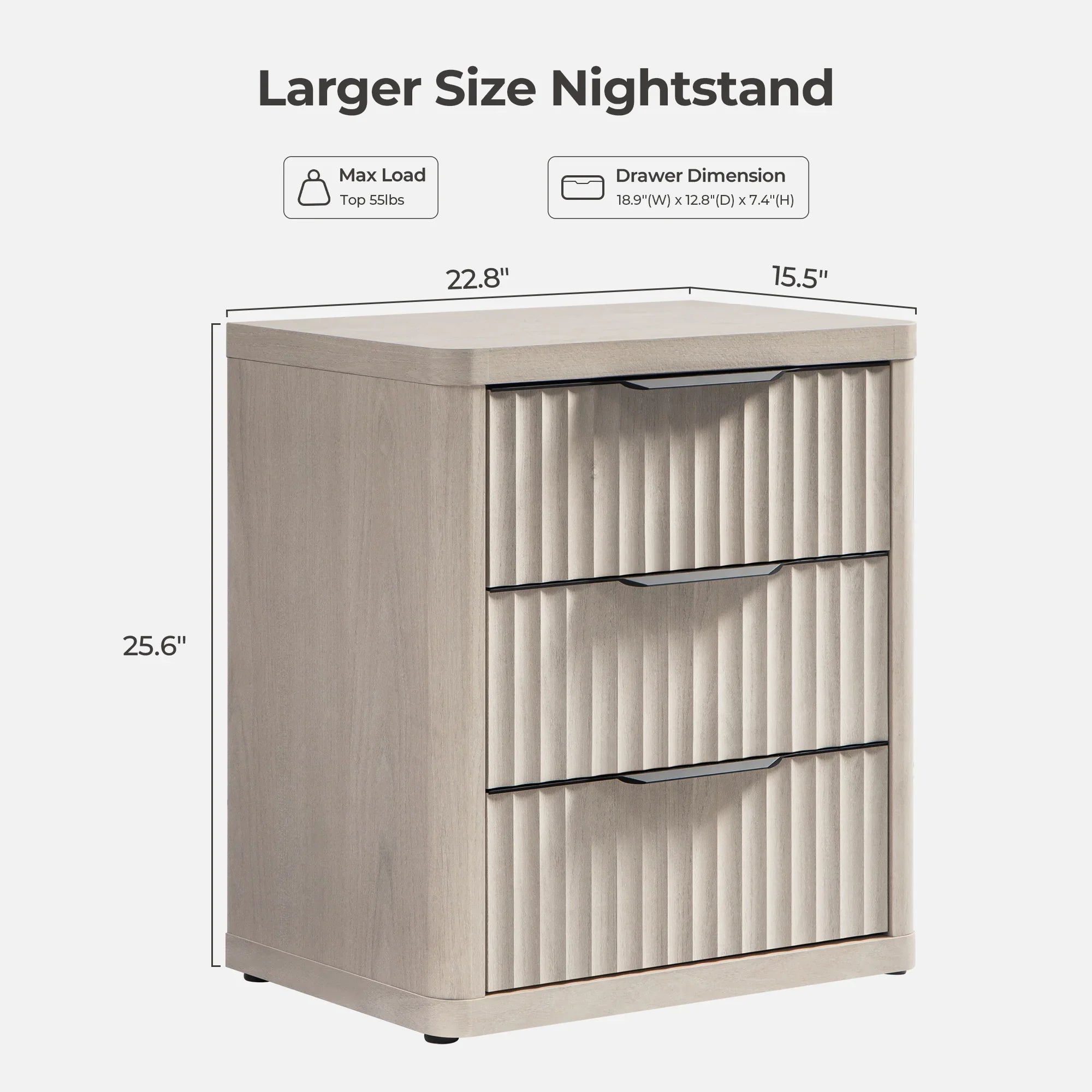 Cas 6 Drawers Dresser and 3 Drawers Nightstands Set for Bedroom - 1 Set - Grey Alder
