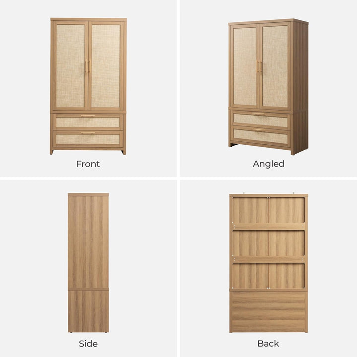 Savanna Wardrobe with 2 Drawers and Doors, Set of 3