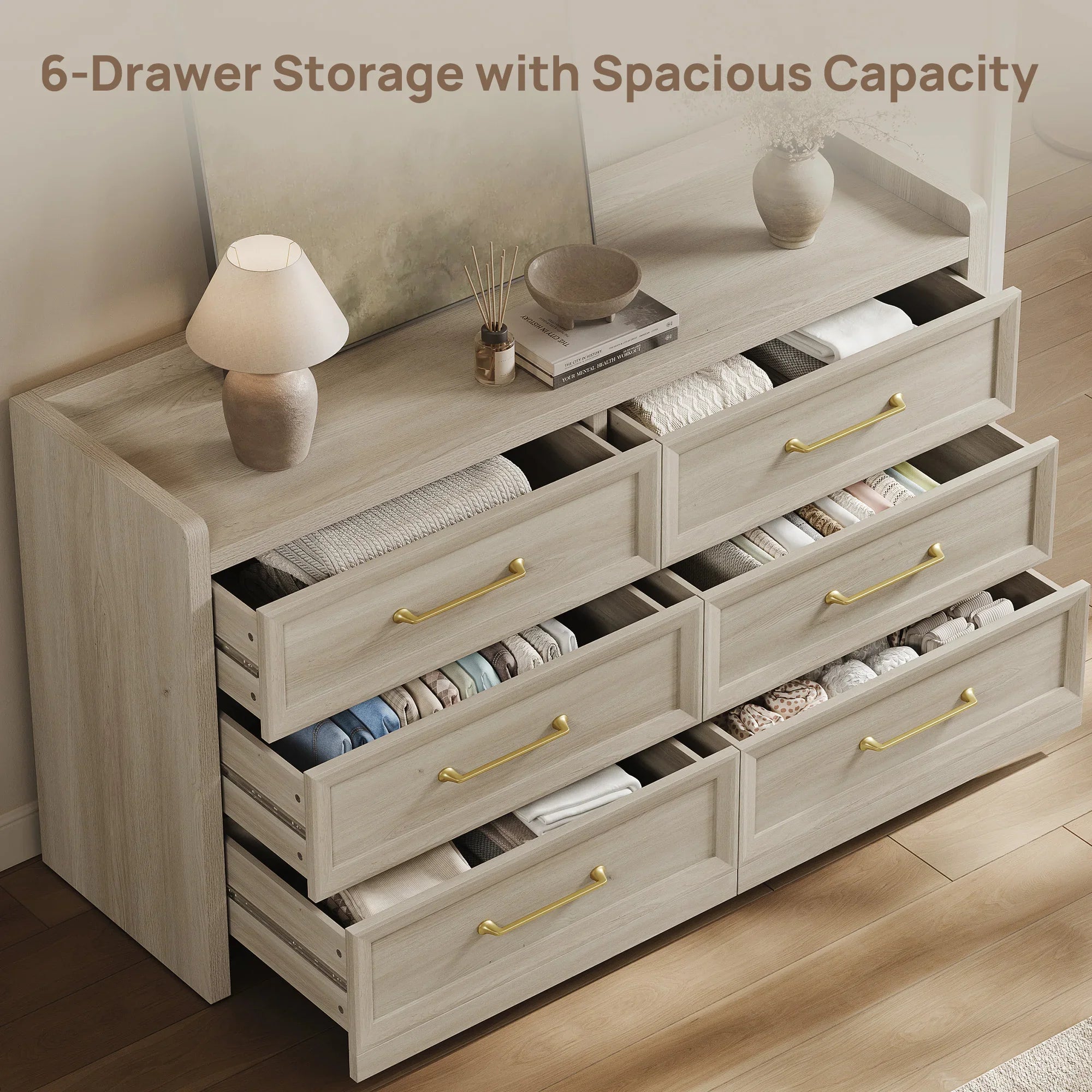 Helio 6-Drawer Dresser and Large Nightstands Set