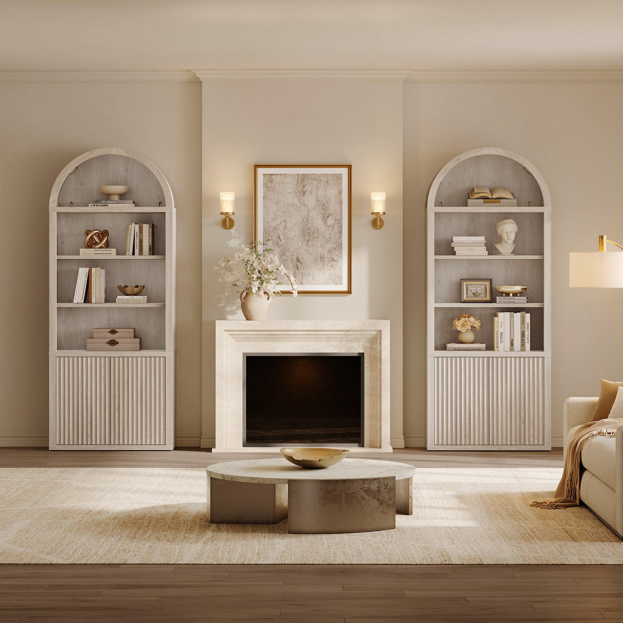 Cas Fluted 2-Door Bookcase, Arched Top