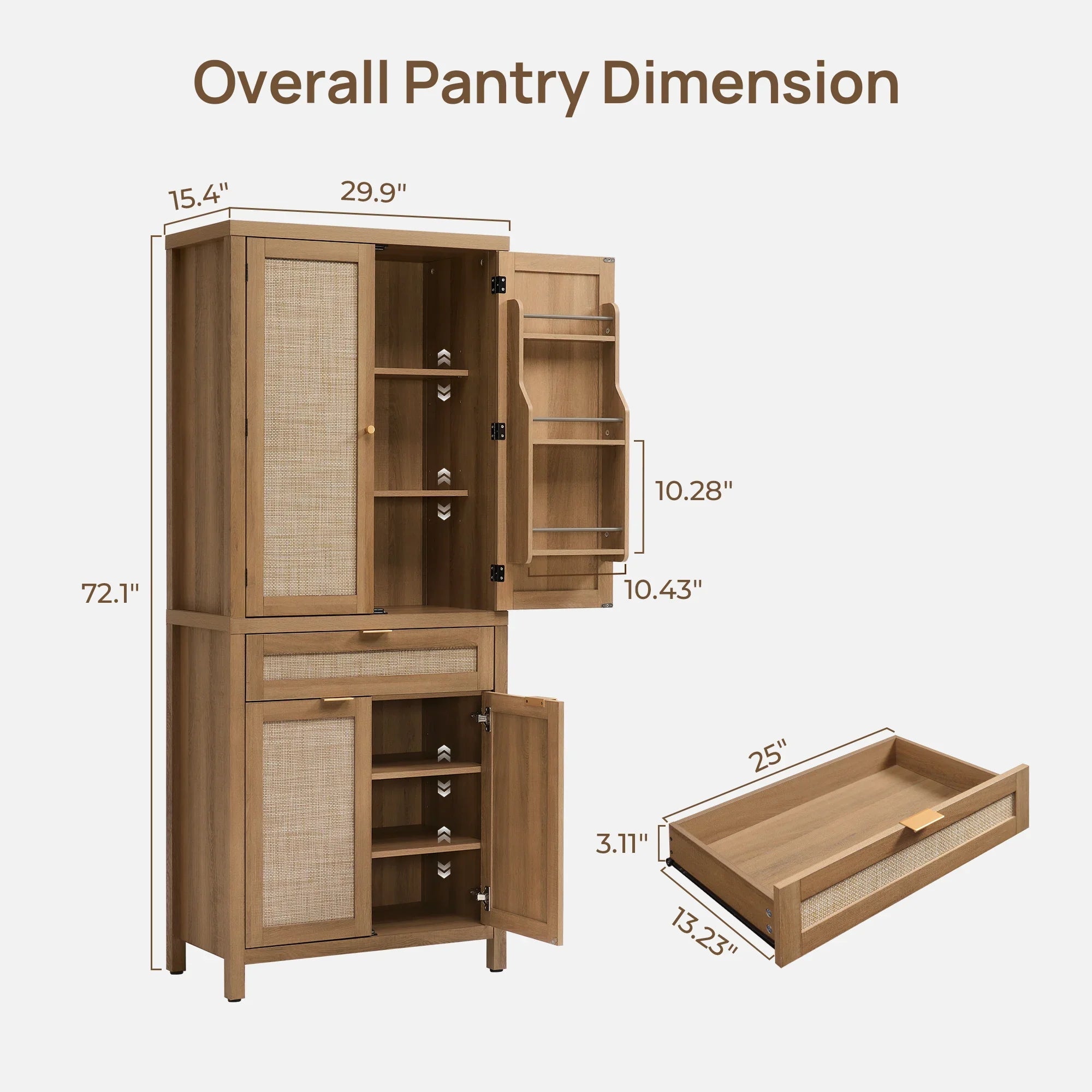 Savanna Pantry Cabinet,Rattan Door