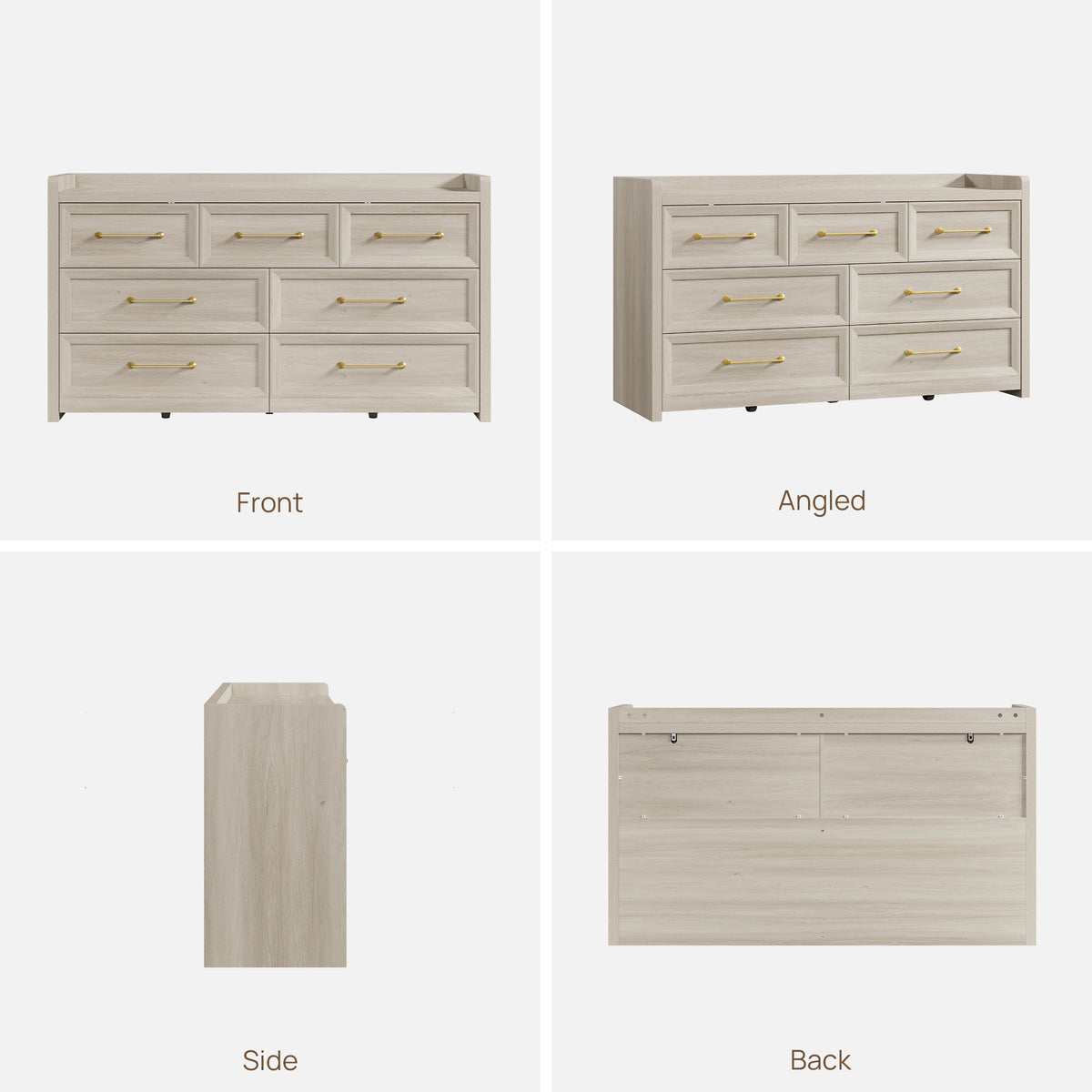 Helio White Dresser with 7 Drawers, Bedroom Storage