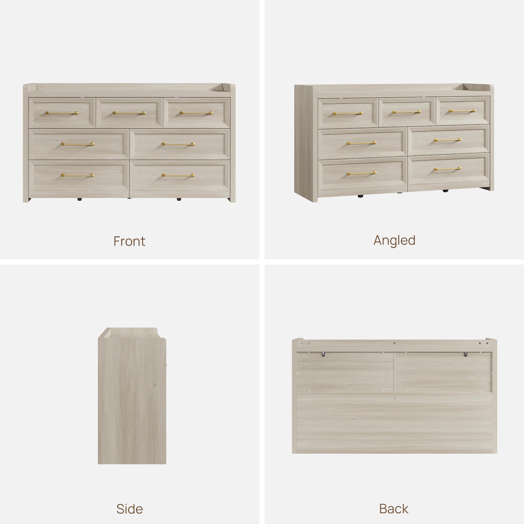 Helio White Dresser with 7 Drawers, Bedroom Storage