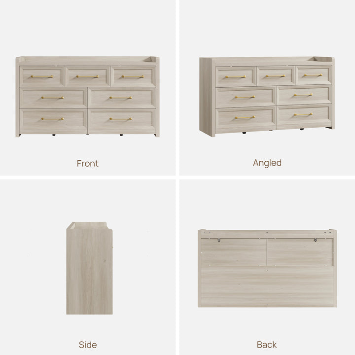 Helio White Dresser with 7 Drawers, Bedroom Storage
