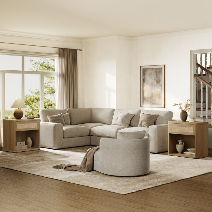 Zura Sectional Bedroom Sets, Large Storage for Bedroom - Sand Oak - 1 Set