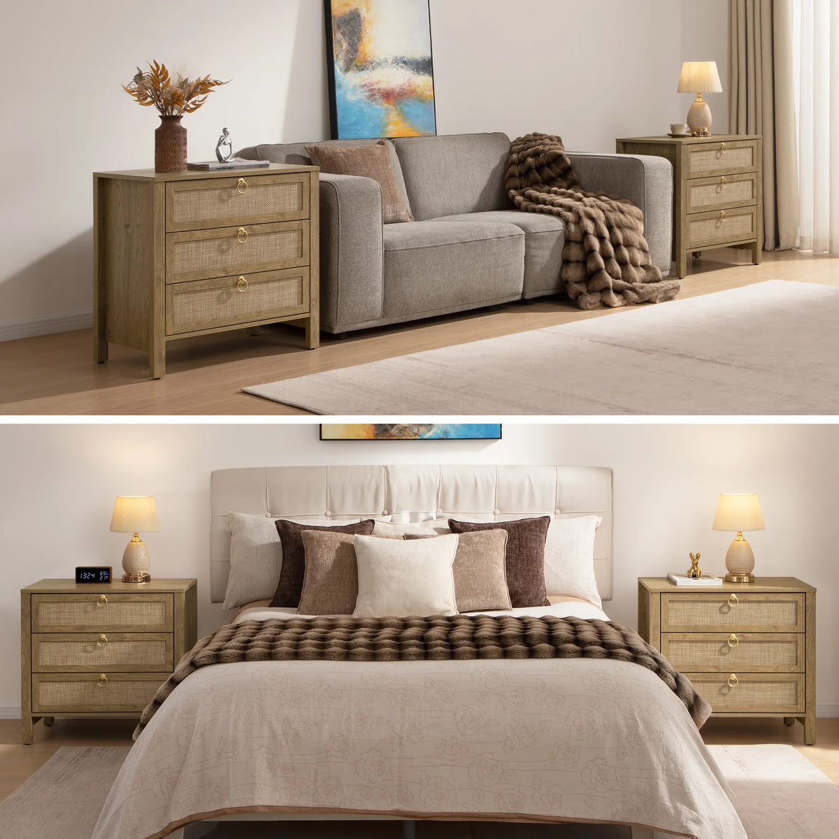 Terra Dresser and 3 Drawers Nightstands Sets