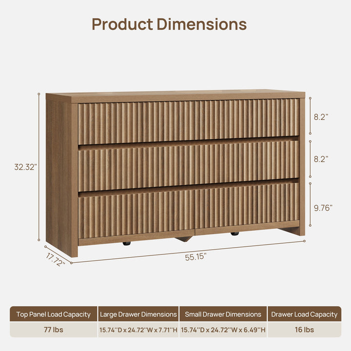Prelude 6 Drawers Dresser, Large Capacity